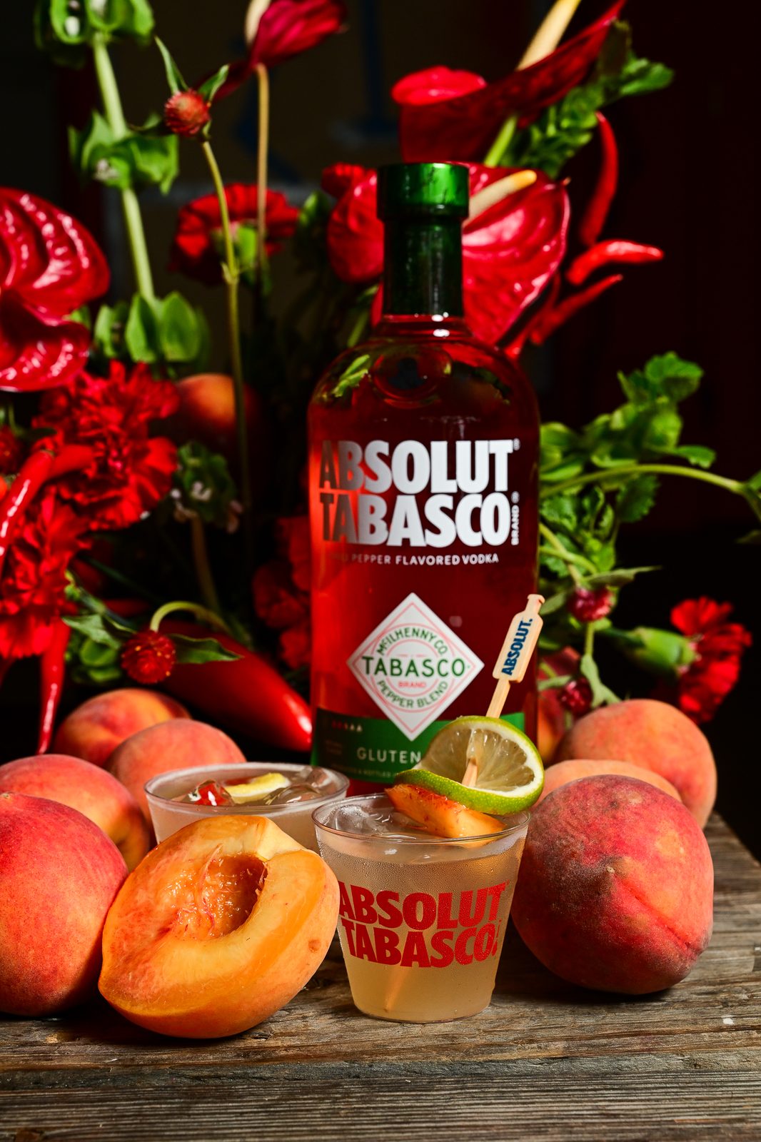 Absolut peach-habanero serve, styled with Georgia peaches — PeachFest 2026