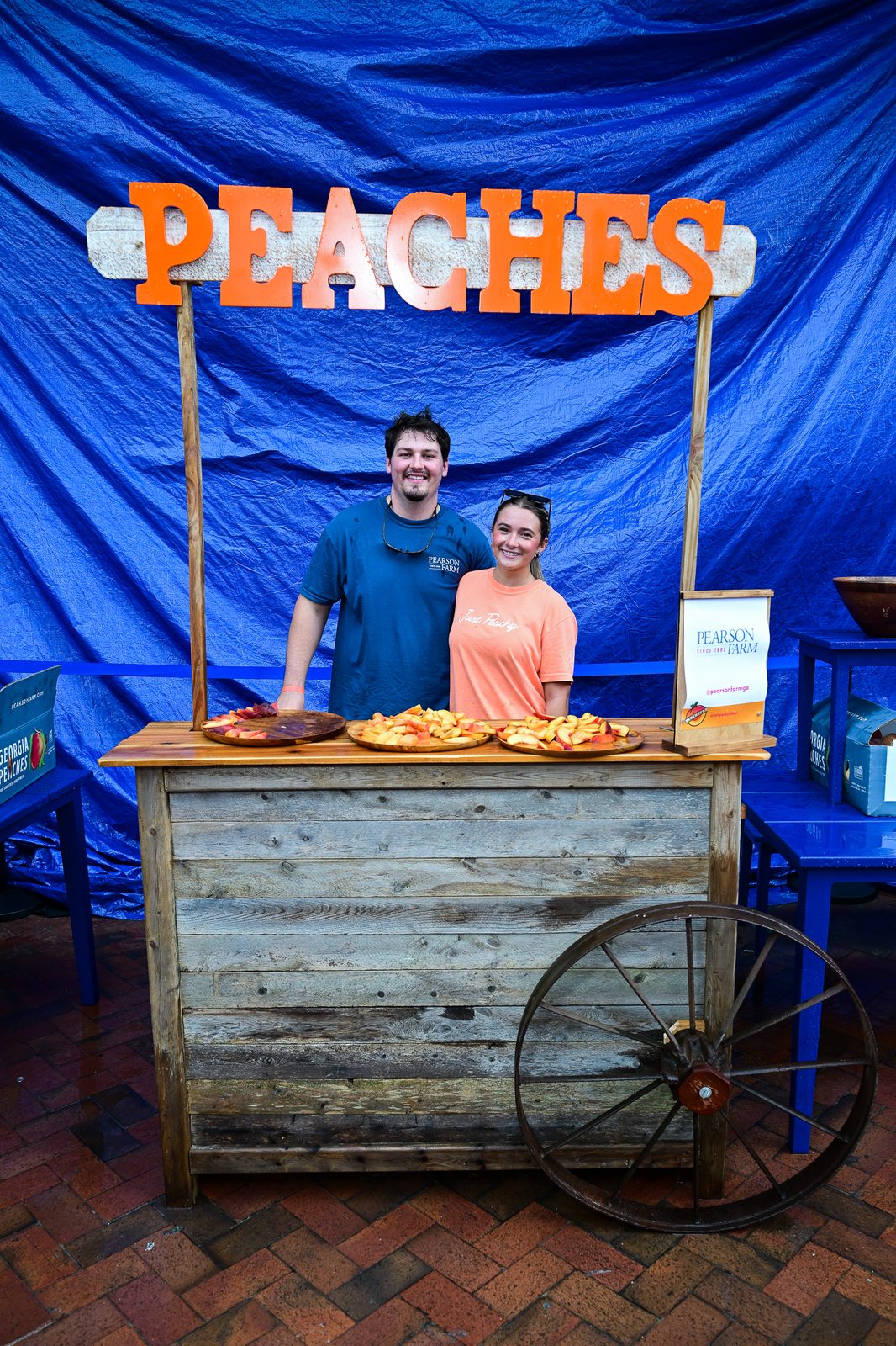 Pearson Farm peach stand in the heart of downtown — PeachFest 2026