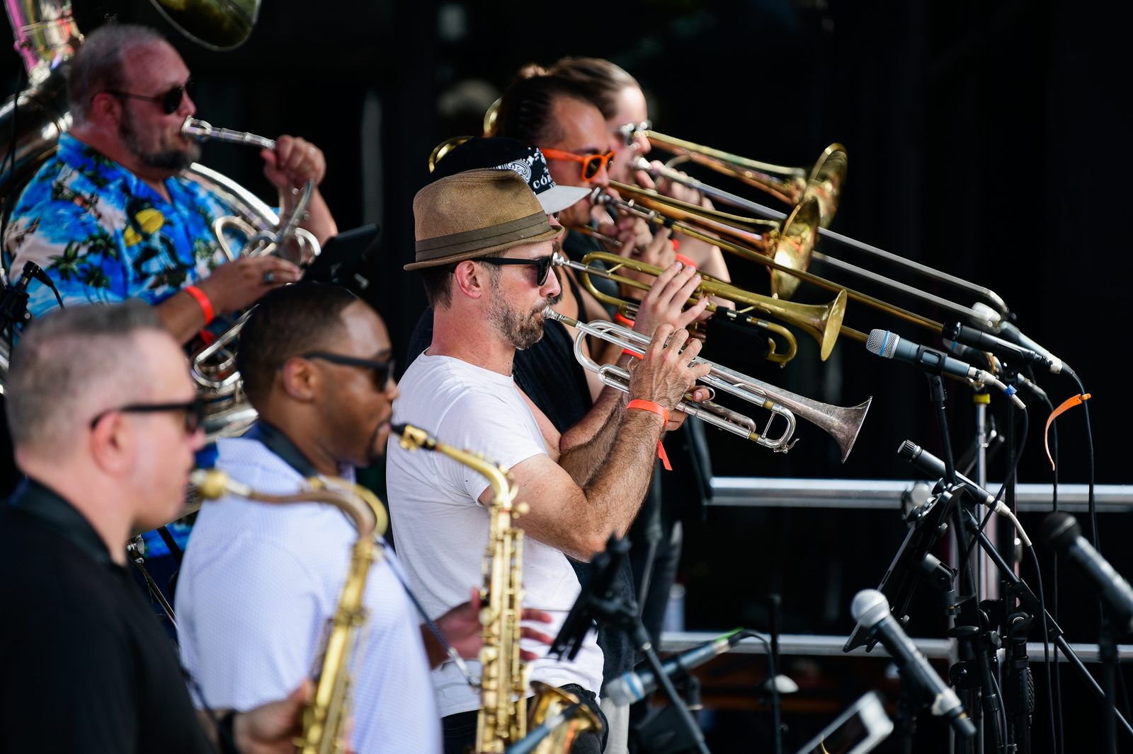 Live brass band keeping the energy up all afternoon — PeachFest 2026